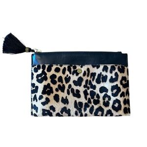 J. Crew Leopard Print Wristlet with Black Accents